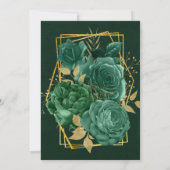 Emerald Green & Gold Geometric Floral Wedding Kaart (Achterkant)