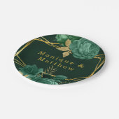 Emerald Green Gold Geometric Floral Wedding Papieren Bordje (Gekanteld)