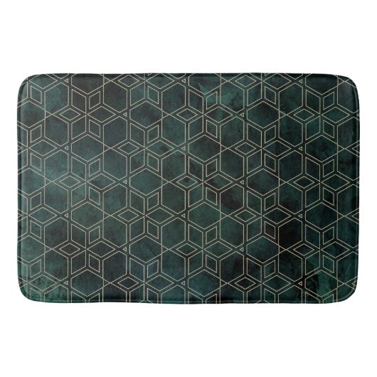 Emerald Green Gold Geometric Pattern Badmat (Voorkant)