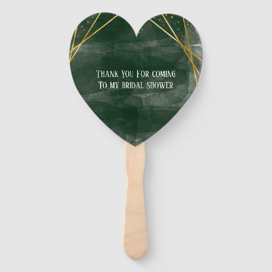 Emerald Green Gold Geometric Vrijgezellenfeest Wel Handwaaier (Achterkant)