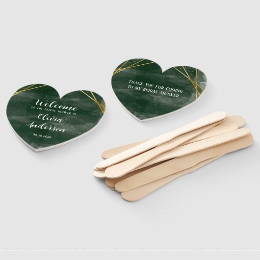 Emerald Green Gold Geometric Vrijgezellenfeest Wel Handwaaier