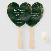 Emerald Green Gold Geometric Vrijgezellenfeest Wel Handwaaier (Voorkant en achterkant)