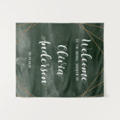 Emerald Green Gold Geometric Vrijgezellenfeest Wel Wandkleed (Voorkant (horizontaal))