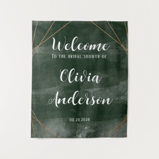 Emerald Green Gold Geometric Vrijgezellenfeest Wel Wandkleed (Voorkant)