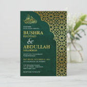 Emerald Green & Gold Geometrische Islamitische bru Kaart (Staand voorkant)