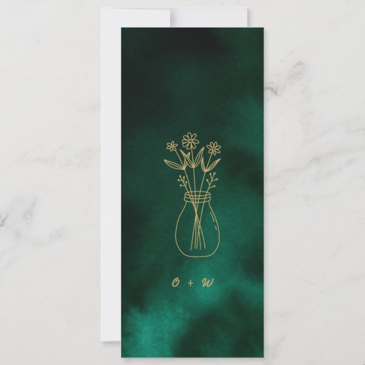 Emerald Green & Gold Gereserveerde Zitplaatsen Tro Kaart (Achterkant)