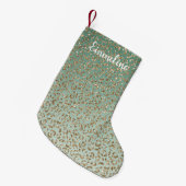 Emerald Green Gold Glam Glitter Leopard Print Kleine Kerstsok (Voorkant (Hangend))