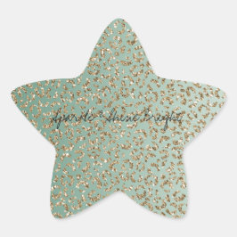 Emerald Green Gold Glam Glitter Leopard Print Ster Sticker