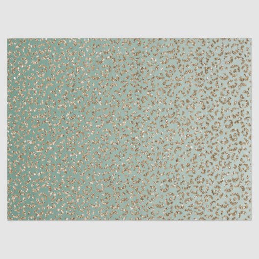 Emerald Green Gold Glam Glitter Leopard Print      Tissuepapier (Voorkant)