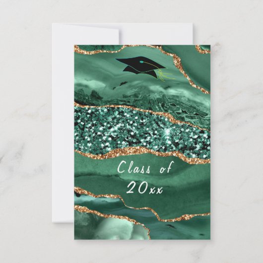 Emerald Green Gold Glitter Afstuderen Notitiekaartje (Achterkant)