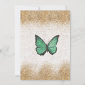 Emerald Green Gold Glitter Butterfly Sweet 16 Kaart (Achterkant)