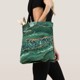 Emerald Green Gold Glitter Canvas tas Aangepaste n