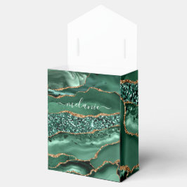 Emerald Green Gold Glitter Custom Naam Gift Box Bedankdoosjes