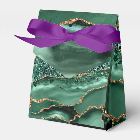 Emerald Green Gold Glitter Custom Naam Gift Box Bedankdoosjes (Voorkant Zijde)