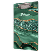 Emerald Green Gold Glitter Custom Naam Klembord (Links)