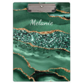 Emerald Green Gold Glitter Custom Naam Klembord (Voorkant)