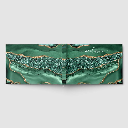 Emerald Green Gold Glitter Custom Name Gastboek Gastenboek (Volledig)