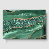 Emerald Green Gold Glitter Custom Name Gastboek Gastenboek (Voorkant)