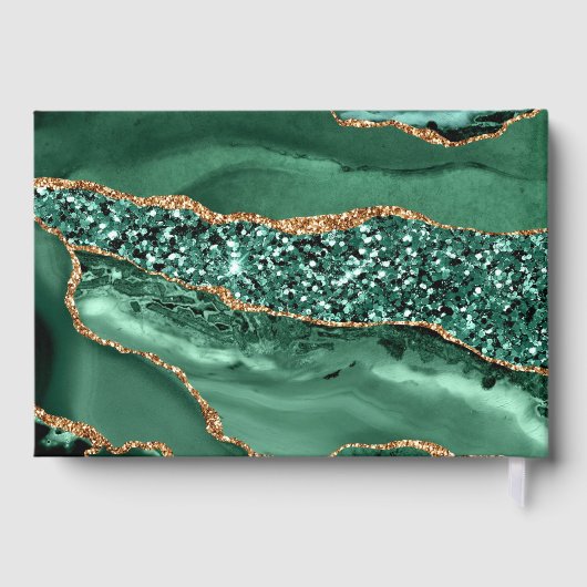 Emerald Green Gold Glitter Custom Name Gastboek Gastenboek (Achterkant)