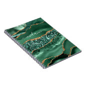 Emerald Green Gold Glitter Custom Name Notitieboek (Rechterzijde)