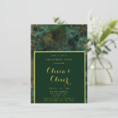 Emerald Green & Gold Glitter Engagement Party Kaart (Staand voorkant)