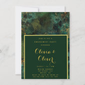 Emerald Green & Gold Glitter Engagement Party Kaart (Voorkant)