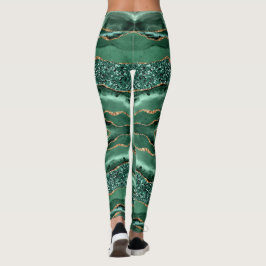 Emerald Green Gold Glitter Leggings