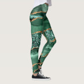 Emerald Green Gold Glitter Leggings Aangepaste naa (Rechts)