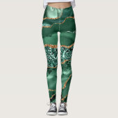 Emerald Green Gold Glitter Leggings Aangepaste naa (Voorkant)