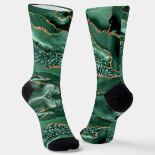 Emerald Green Gold Glitter Marmer Sparkly Sokken