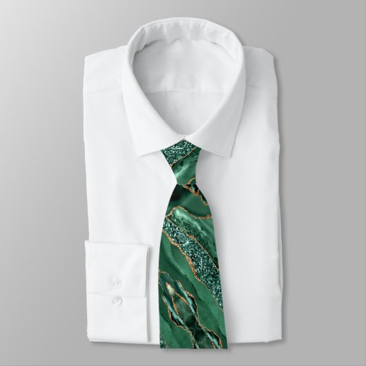 Emerald Green Gold Glitter Neck Tie Stropdas (Gebonden)