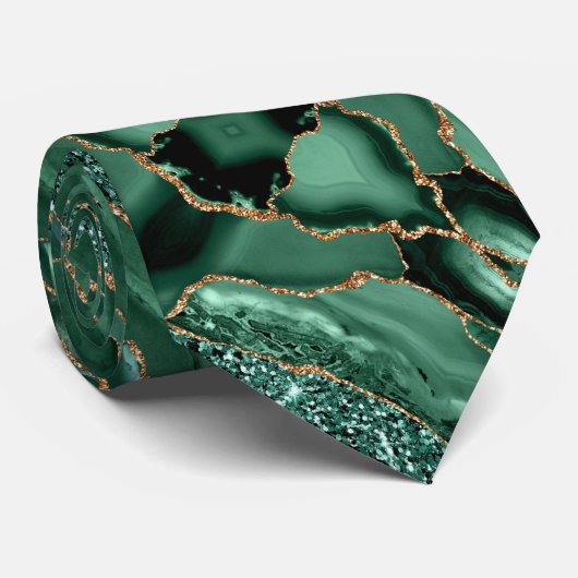 Emerald Green Gold Glitter Neck Tie Stropdas (Opgerold)