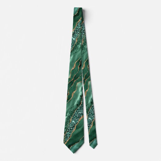 Emerald Green Gold Glitter Neck Tie Stropdas (Voorkant)