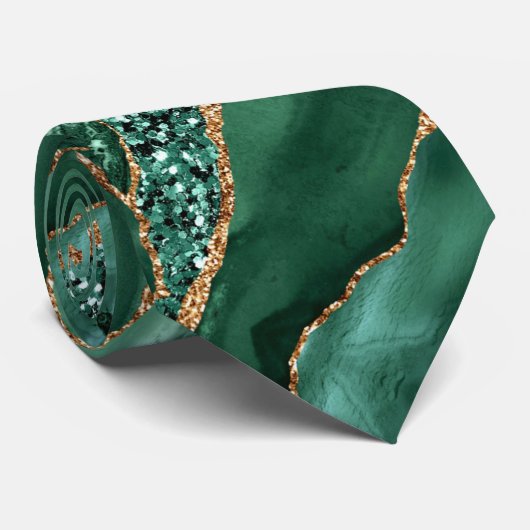 Emerald Green Gold Glitter Neck Tie Stropdas (Opgerold)