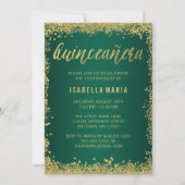 Emerald Green Gold Glitter Quinceanera 15th Kaart (Voorkant)