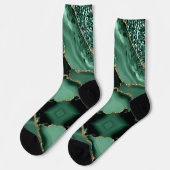 Emerald Green Gold Glitter Sokken (Links)