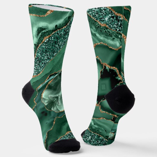Emerald Green Gold Glitter Sokken (Gebogen)