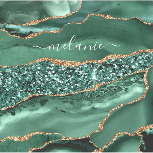 Emerald Green Gold Glitter Sticker Aangepaste naam (Voorkant)