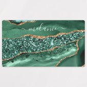 Emerald Green Gold Glitter Sticker Aangepaste naam (Design 1)