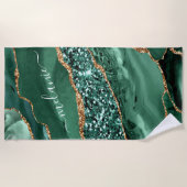 Emerald Green Gold Glitter Strandlaken Custom Name (Voorkant)