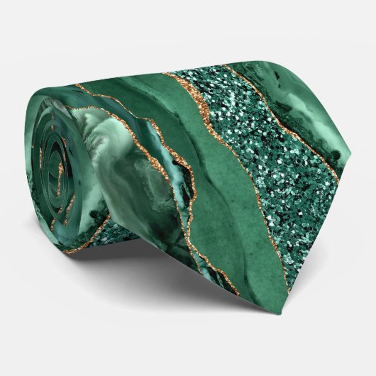 Emerald Green Gold Glitter Stropdas (Opgerold)