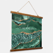 Emerald Green Gold Glitter Tapestry Aangepaste naa Hangend Wandkleed (Gebogen)