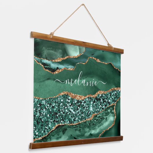 Emerald Green Gold Glitter Tapestry Aangepaste naa Hangend Wandkleed (Gebogen)