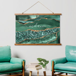 Emerald Green Gold Glitter Tapestry Aangepaste naa Hangend Wandkleed