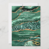 Emerald Green Gold Glitter Uitnodiging voor de bru (Voorkant)