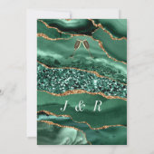 Emerald Green Gold Glitter Uitnodiging voor de bru (Achterkant)