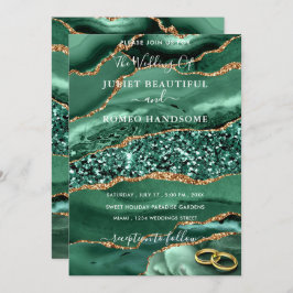 Emerald Green Gold Glitter Uitnodiging voor de bru