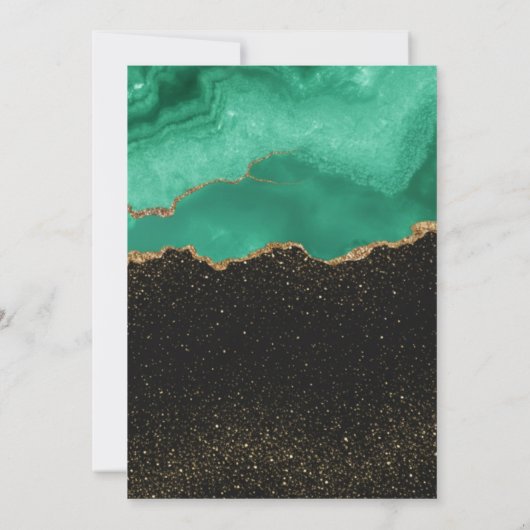 Emerald Green Gold Glitter  Watercolor Kaart (Achterkant)