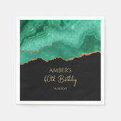 Emerald Green Gold Glitter  Watercolor Marble Servet (Voorkant)