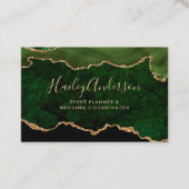 Emerald Green Gold Glitter Waterverf Gilded Agate Visitekaartje (Voorkant)